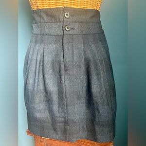Gap Wool Blend Mini Skirt Black Navy Subtle Plaid Lined Pleats 4 Pocket Size 6